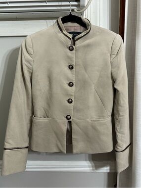 Zara Cream Button-Front Stand-Collar Jacket